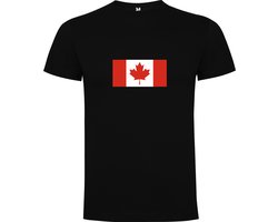 Zwart T-Shirt met Wereldse vlag, land Canada Full Color Maat 3XL