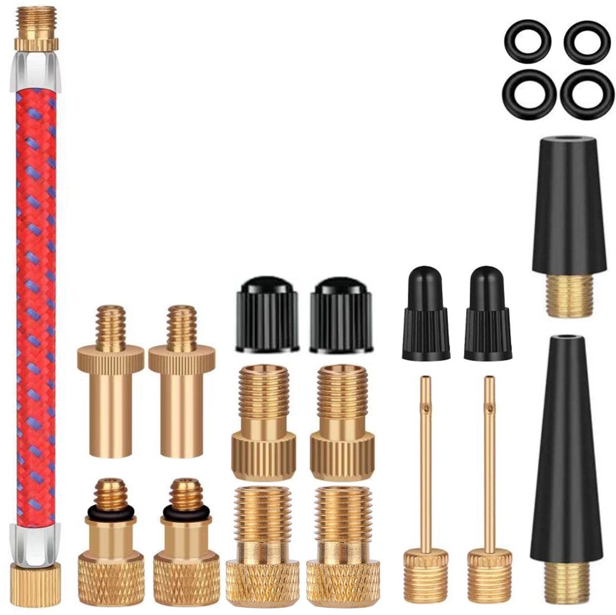 Ventiel Adapter Set - fatbike oppompen met fietspomp - 21 delig