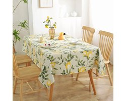 Rectangle Lemon Tablecloth - Wipeable PVC Summer Waterproof Oil Resistant for Kitchen, Party, Picnic, Patio - 140 x 180cm
