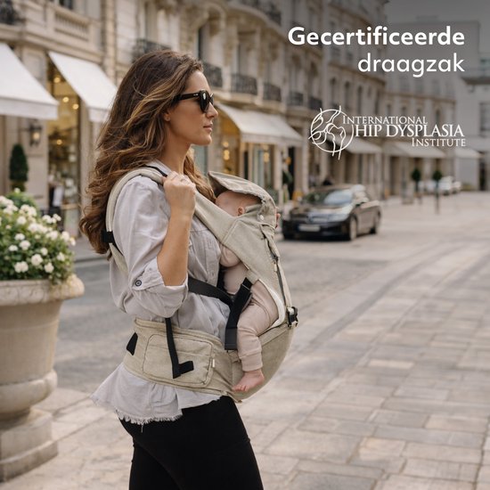 Deryan Pack Ergonomische draagzak - Babydrager + Opbergvakjes - Zand