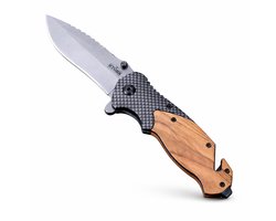 Zakmes - Survival Mes - Outdoor Mes - Pocket Knife - Vlijmscherp - Houten handvat - Stoer - Hunting Knife - Kamperen - 22cm - Cadeau Tip