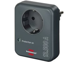 Brennenstuhl stekkeradapter, met overspanningsbeveiliging, 13.500 A, adapter als bliksembeveiliging voor elektrische apparaten, antraciet