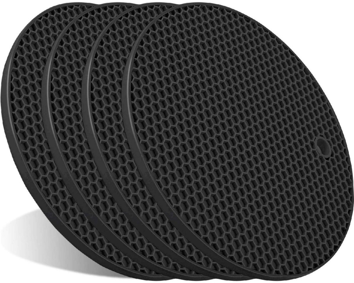 YOZHIQU 4 stuks Pannenonderzetters en Hittebestendige Onderzetters - 17,5x17,5cm - Hittebestendig, Antislip, Multifunctioneel - Geschikt voor hete pannen, potten en servies - Siliconen