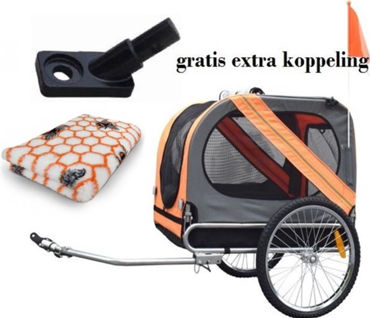 Bol.com Fietskar- hondenfietskar - Pet trailer incl vedbed - 80x56,5x63cm aanbieding