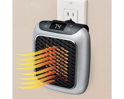 Wandgemonteerde elektrische kachel – Stekkerkachel – Elektrische kachel - stopcontact verwarming – Mini-ventilatorkachel – Met afstandsbediening – 800 W – Zwart