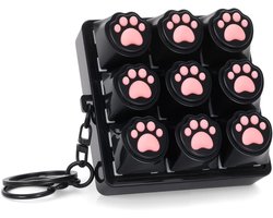 Keyboard Fidget Toy - Fidget toys - 9-in-1 Keyboard Fidget Clicker - Jouet clavier - Porte-clés - Jouet antistress sensoriel - Relaxant - Soulager le stress - Motif de patte de chat - Geen verlichting - Zwart