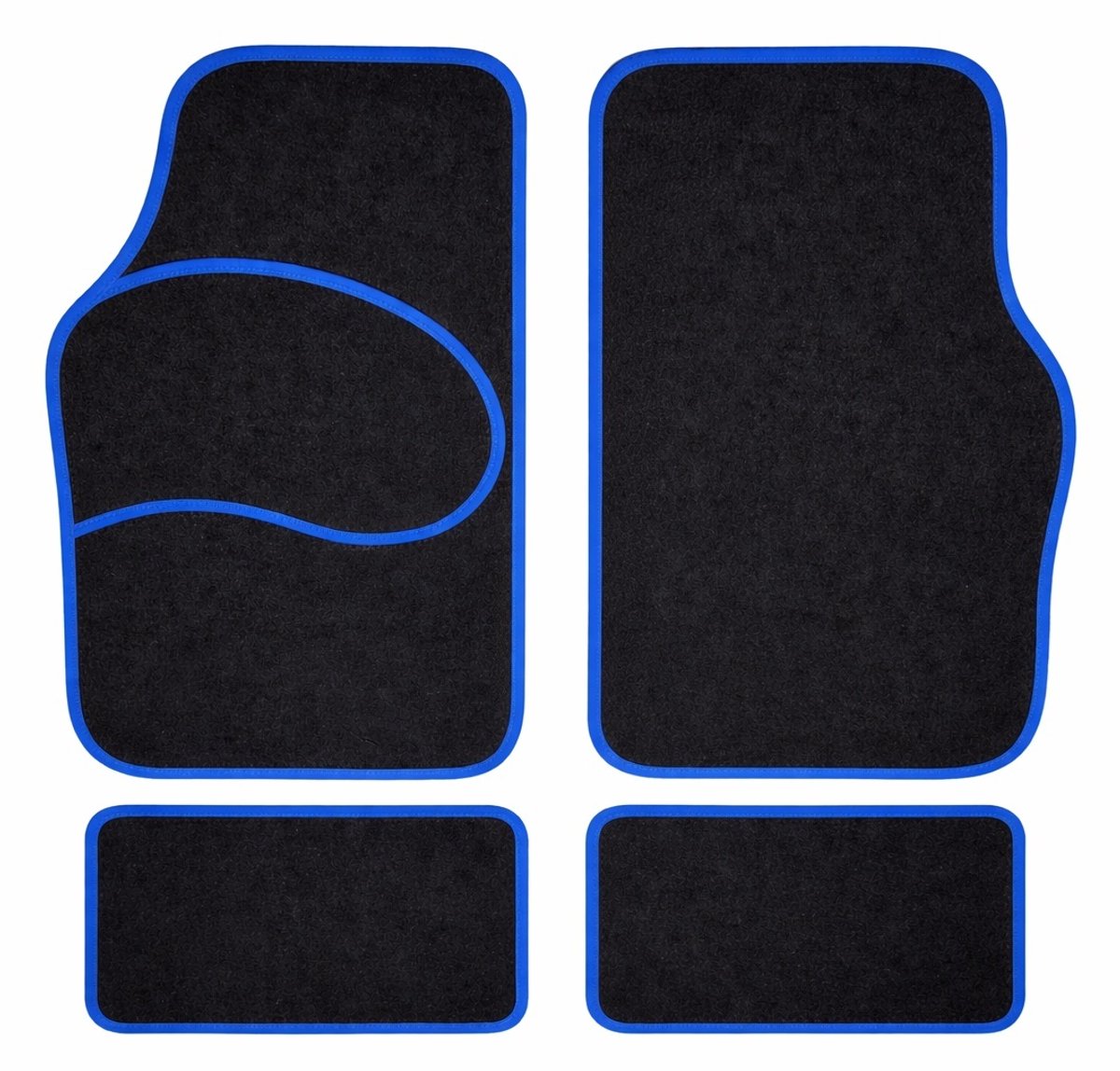 Carguard Automatten Universeel 4-delig - Zwart met Blauwe Bies - Stoffen Vloermatten - Voor en Achter