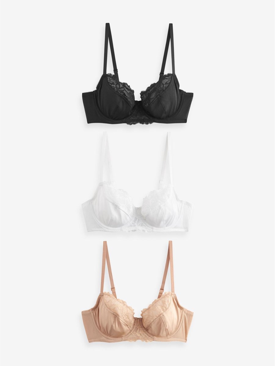 Next - Dames - 3 Niet-gewatteerde beha’s met volledige cups - Zwart