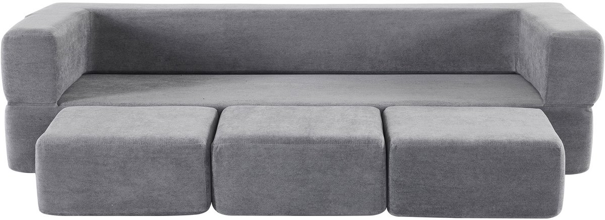 Wishdor - Modulaire Slaapbank - Multifunctioneel En Omvormbaar - Voor Kleine Ruimtes - Chenille En Schuim - Donkergrijs