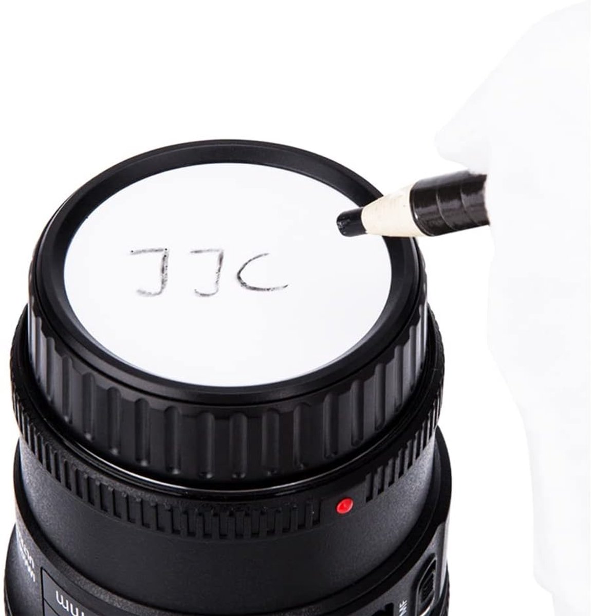 Achterlens Dop - Markeerbare Dop - Lens Organisatie - Ingebouwd Whiteboard - 7 x 7 cm - Zwart