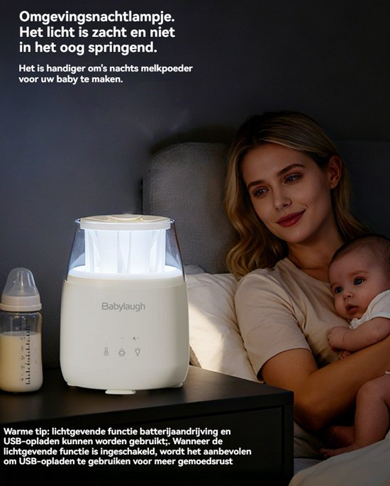 Multifunctionele Intelligente Flessenschudder - Automatisch Mixen & Constante Temperatuur Opwarmen - 3-in-1 Schudden, Opwarmen en Nachtlamp - Past op Bijna Alle Babyflesmerken — afbeelding 5