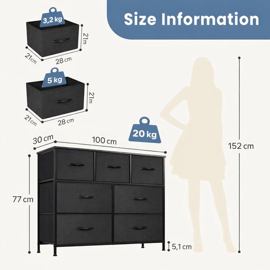 Archi dressoir - Kledingkast - Commode kasten - 7 Stoffen Laden ...