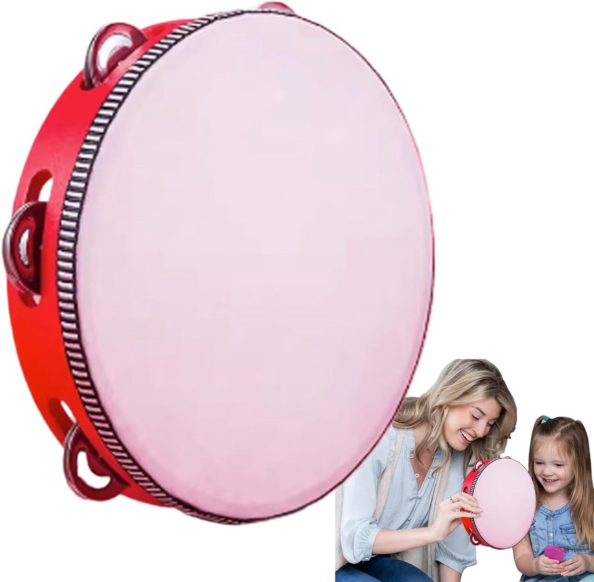 Tamboerijn - Handtrommel - Muziek Maken - Hout Polyester - 20 cm - Rood