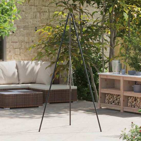 vidaXL - Kampvuur - tripod - Zwart - 92 - x - 92 - x - 191,5 - cm - Staal van VidaXL — afbeelding 2