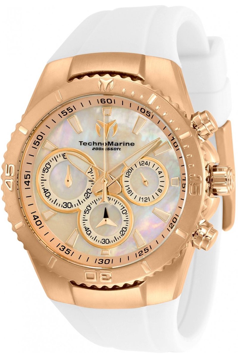 TechnoMarine Manta TM-220074 Dames Horloge - Waterdicht - Analoog - Quartz Uurwerk - Roestvrij Staal met witte Wijzerplaat - 40mm