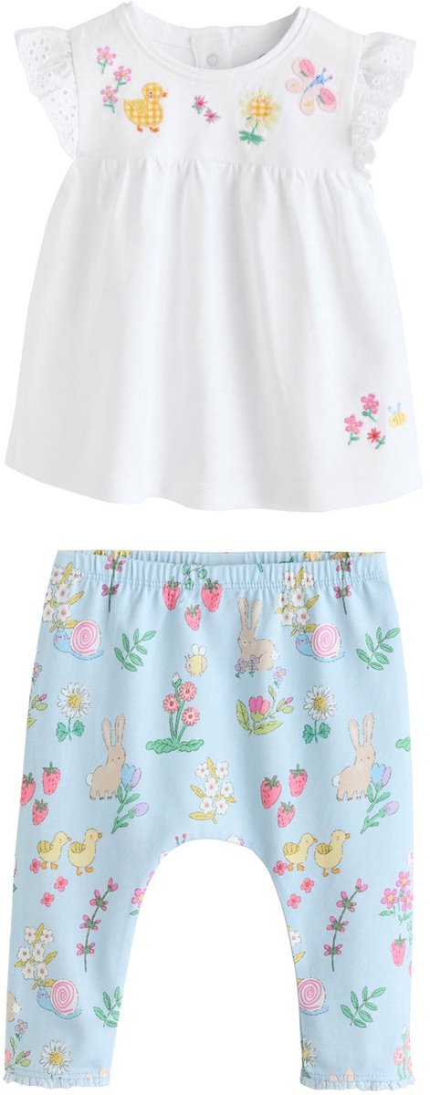 Next - Meisjes - 2-delige set van babytop met korte mouwen en legging - Wit