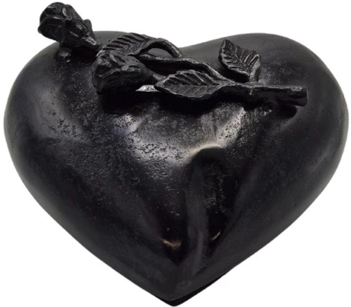 Urnenspecialist® - Urn hart met roos - Urn Hart - As verwerking - 1600ML - Zwart - Black