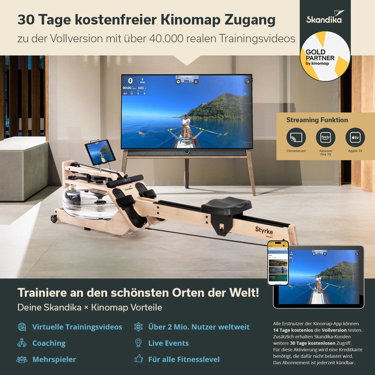 Skandika Styrke Roeitrainer Waterroeier Arctic Wit Hout - afbeelding 2