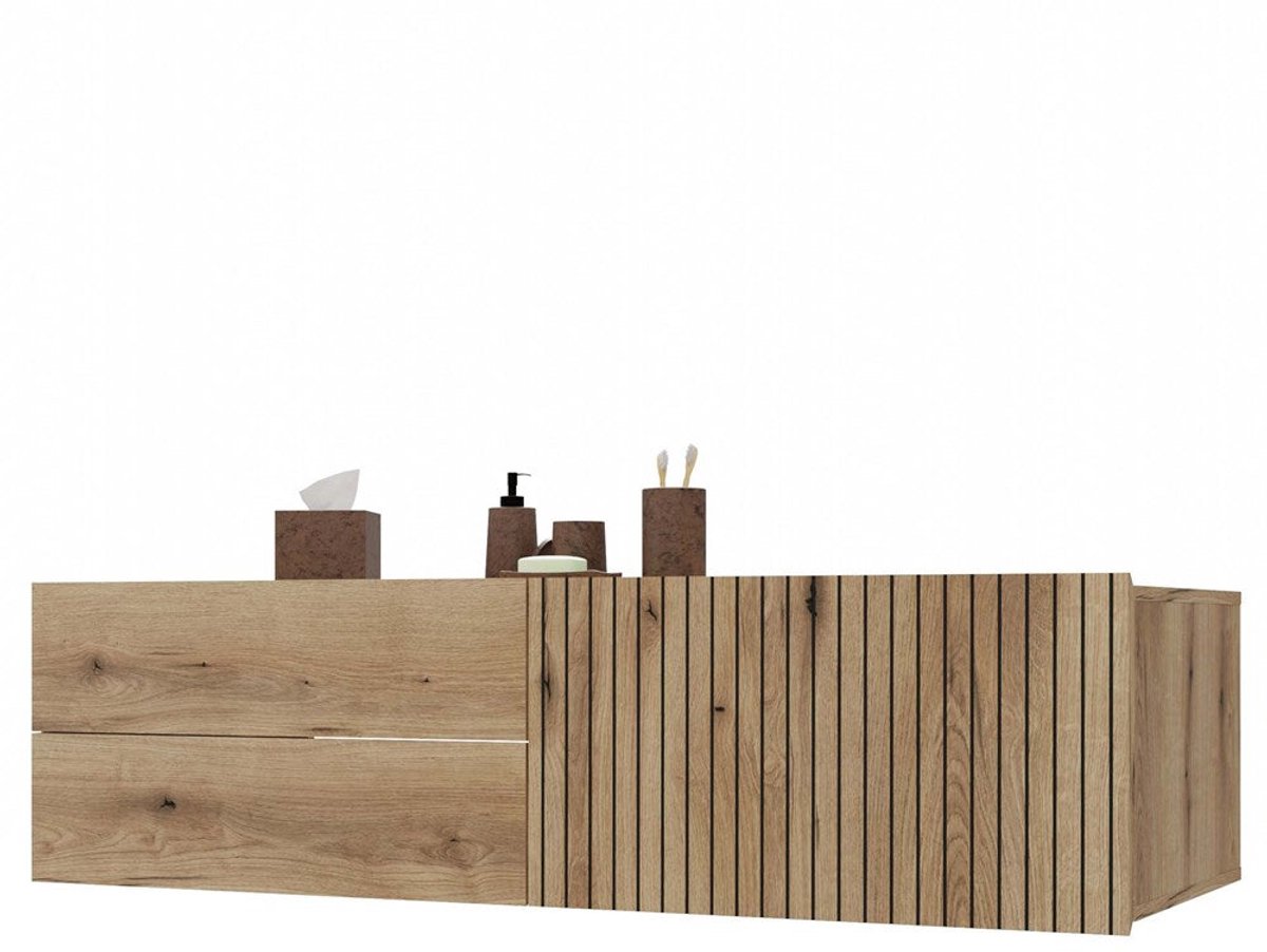 Badkamerkast TIGO 1D2S met 1 deur & 2 lades - Modern & functioneel | Kleur: Evoke Eiken