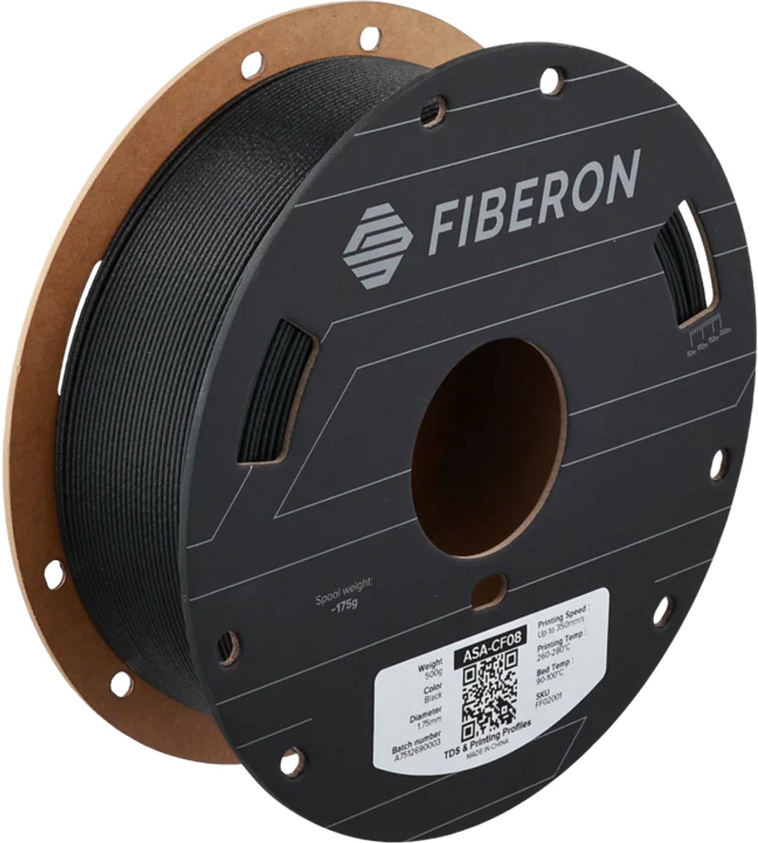 Fibron Polymaker ASA-CF08 Zwart 3D filament 1,75mm 0,5kg. 8% Koolstof gevuld
