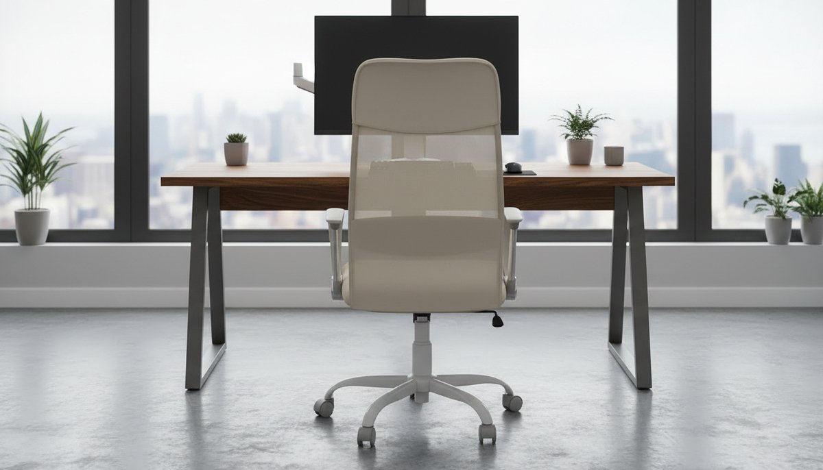 Bureaustoelen Set van 2 – Casa Velluto DuoComfort Ergonomische Bureaustoel met S-Vorm Rugleuning, Verstelbare Zithoogte, Kantelfunctie 90-105°, Gevoerde Zitting, Draaistoelen voor Thuiswerk, Kantoor en Vergaderruimte – Cappuccino Beige – 120 kg