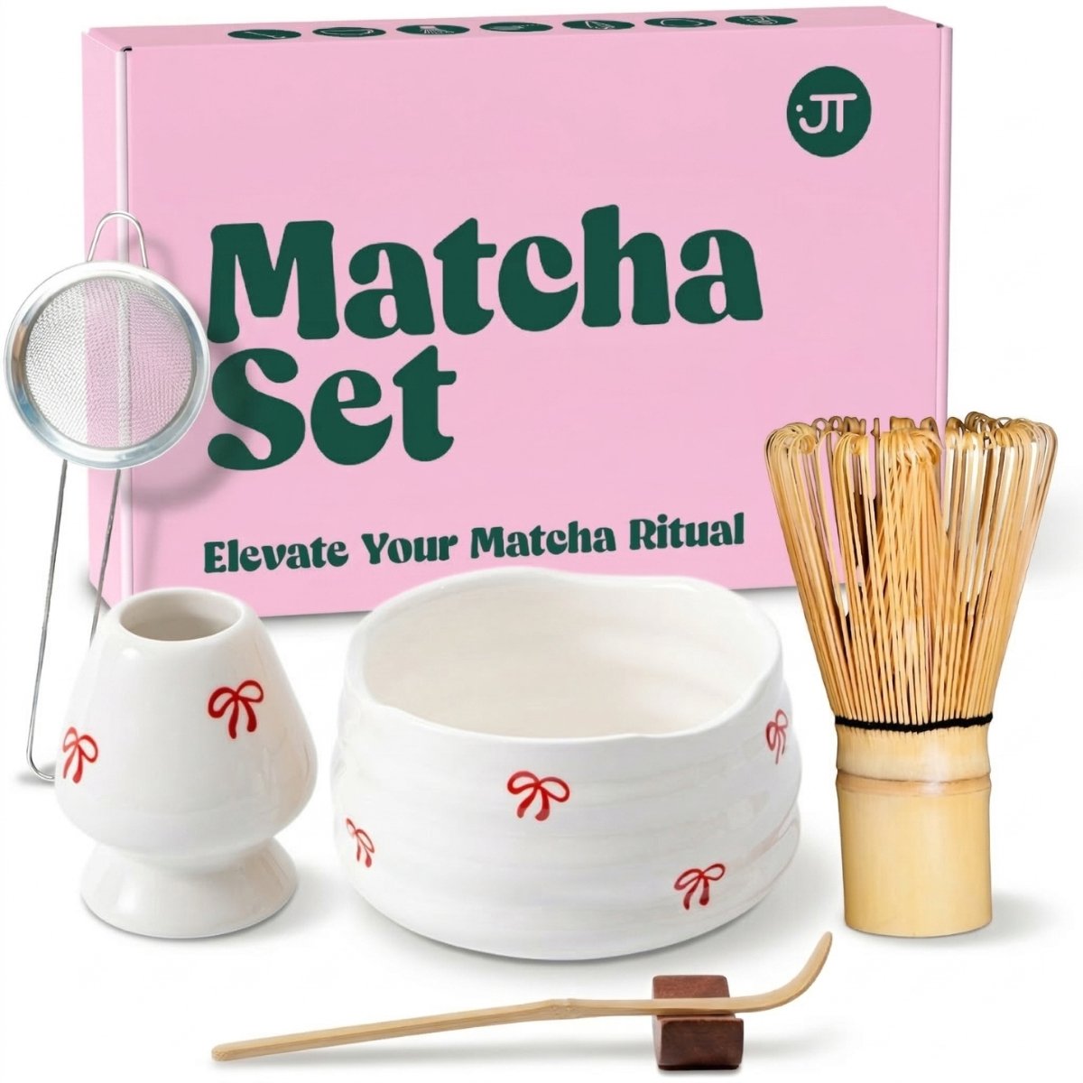 JT Products Matcha Set - 7 Delig - Inclusief E-book - Matcha Klopper - Matcha Starterkit - Matcha Kom - Matcha Whisk - Matcha Accessoires - Cadeaupakket Vrouwen - Geschenkset