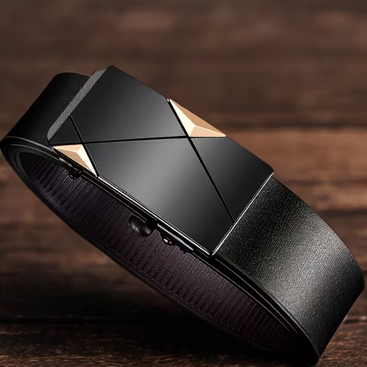 3PCS Men’s Belts 2026 New Design, Gold Automatic Buckle, Toothless & Adjustable, Business Casual Waist Belt with Clean Tail Finish