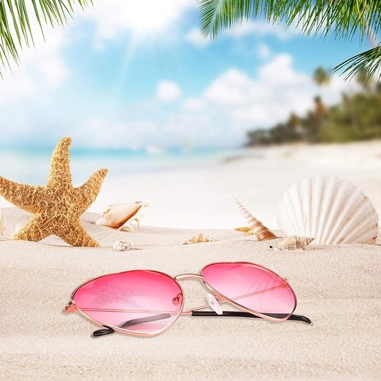 Sander Shop 2 paar hippieglazen bril hart gevormde zonnebril voor hippie chique jurk accessoires, roségoud montuur — afbeelding 3