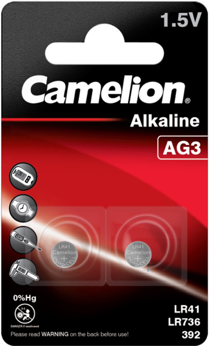 LR41 Knoopcel Alkaline 1.5 V 41 mAh Camelion AG3 2 stuk(s)