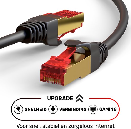 Câble Ethernet ProFPS Cat 8 – 3 mètres – 40 Gbit/s et 2 000 MHz – S/FTP – RJ45 – 100 % Koper – Zwart – Câble réseau pour Gaming, TV, routeur et Switch