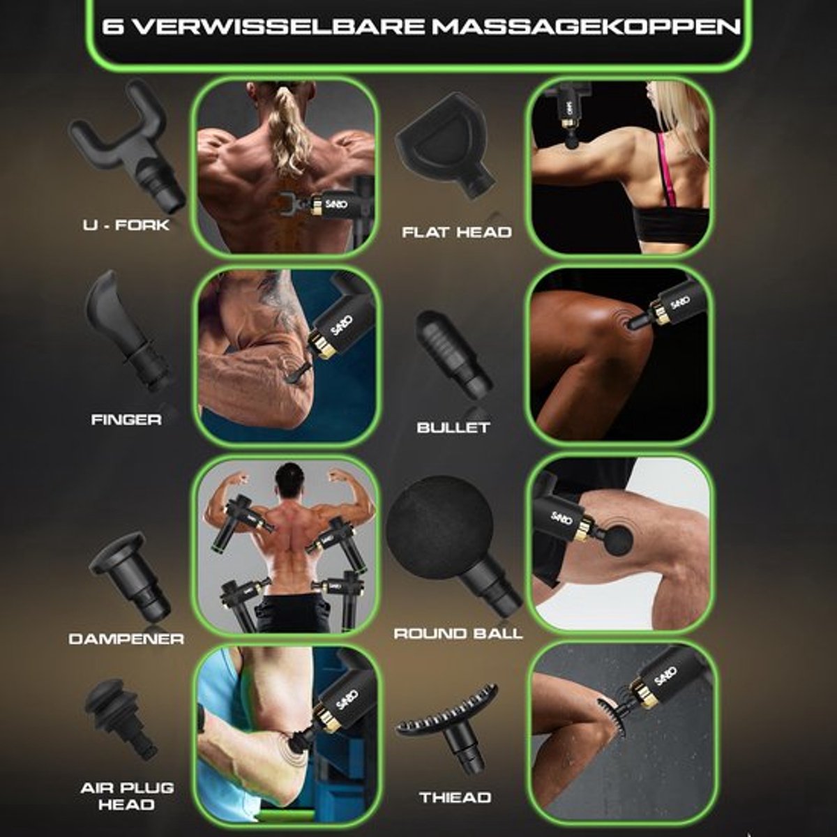 Sanbo Professioneel Elite Massage Gun met 30 Standen en 8 - afbeelding 3