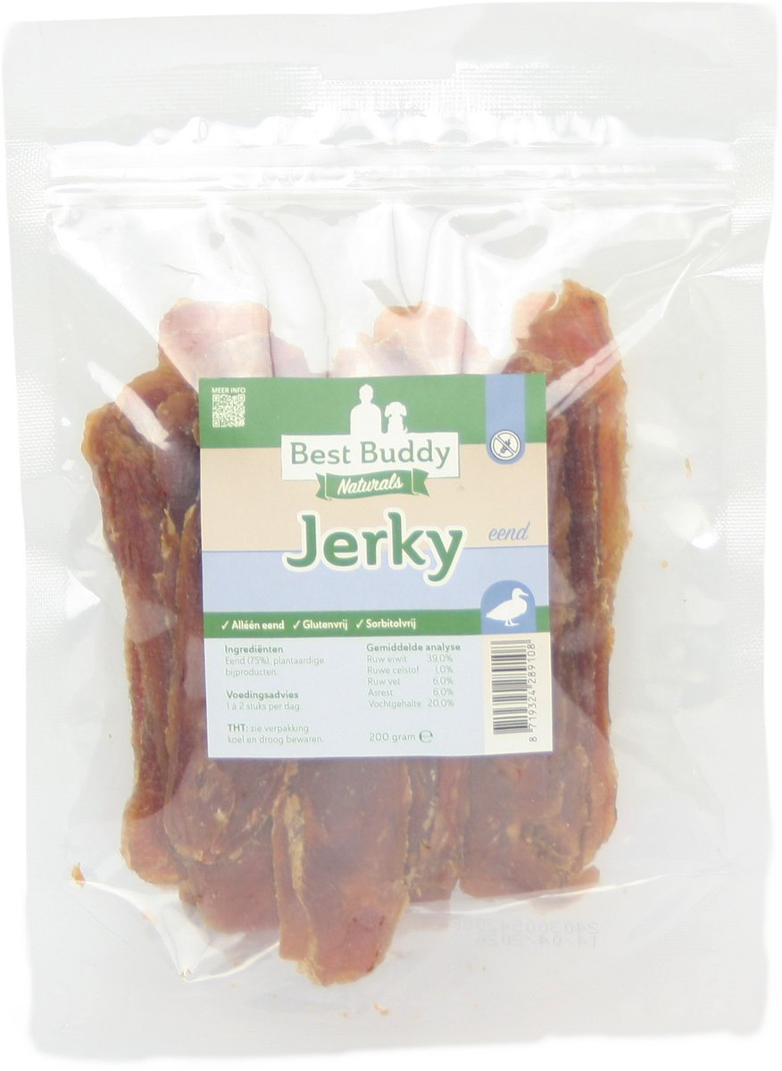 Eend Jerky 200 gram - Glutenvrij - Mono proteïne - Best Buddy Pets