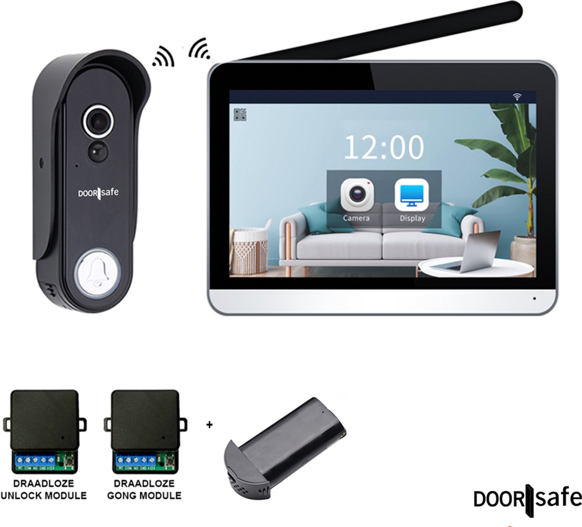 Doorsafe 4651 + Voeding | HD draadloze camera deurbel | 7″