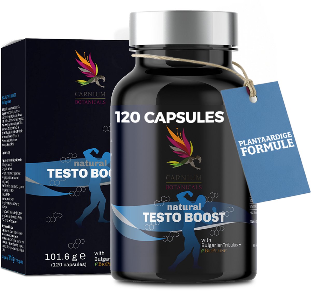Carnium Botanicals Natural Testo Boost - Testeron Booster voor Mannen Pillen - Met Zink, Magnesium & Vitamine D3 - 120 Capsules - 30 Dagen