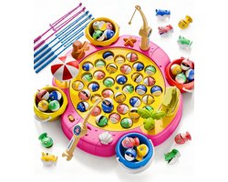 Kraftverdia® Magnetische Hengelset 53-delig Vis Speelgoed Educatief Bordspel voor Kinderen 3-8 Jaar 360° Draaiend Visvijver Speelgoed - Geschikt voor Jongens en Meisjes - Verjaardagscadeau, Kerstcadeau, Kinderspeelgoed, Binnenactiviteit, Familie Spel