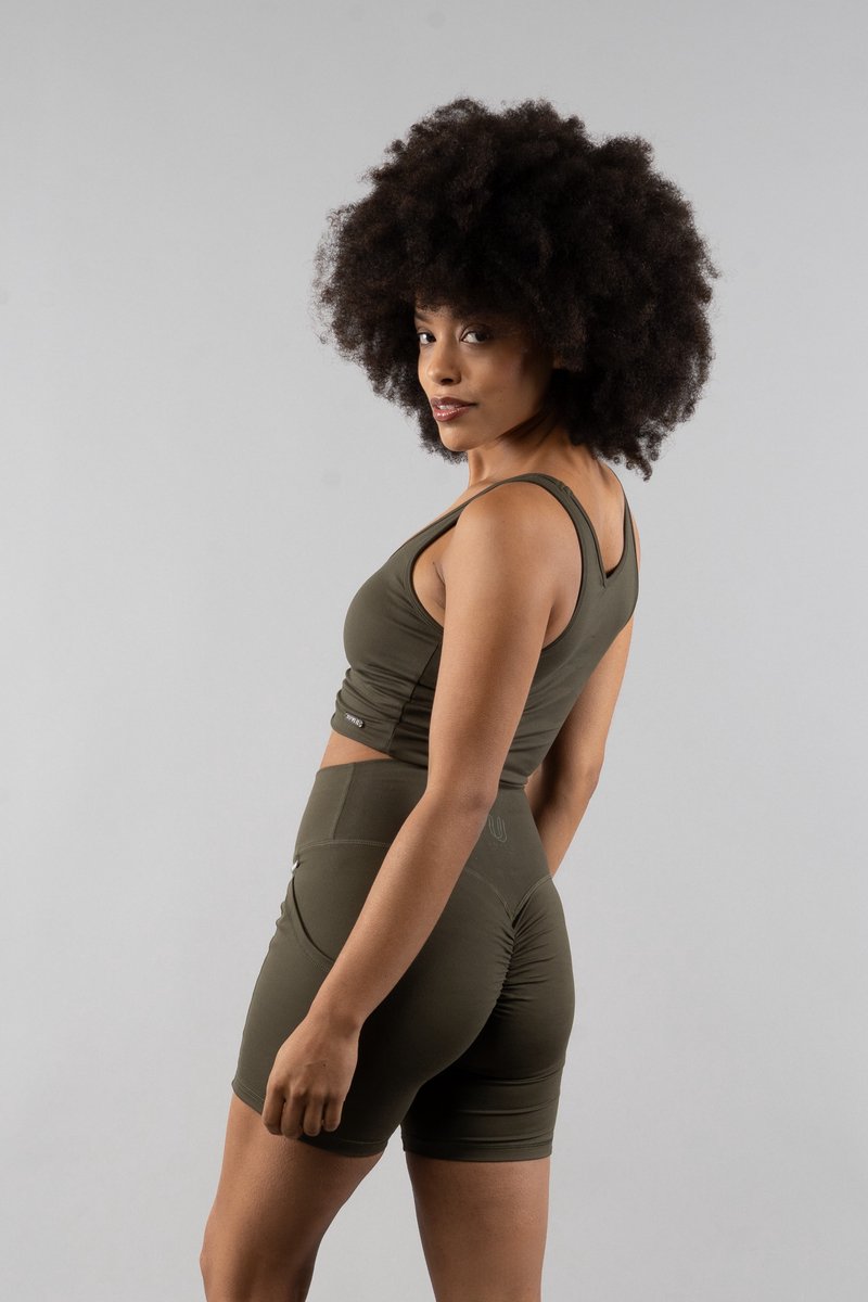 Unveil Active -Scrunched Top - Dark Olive L