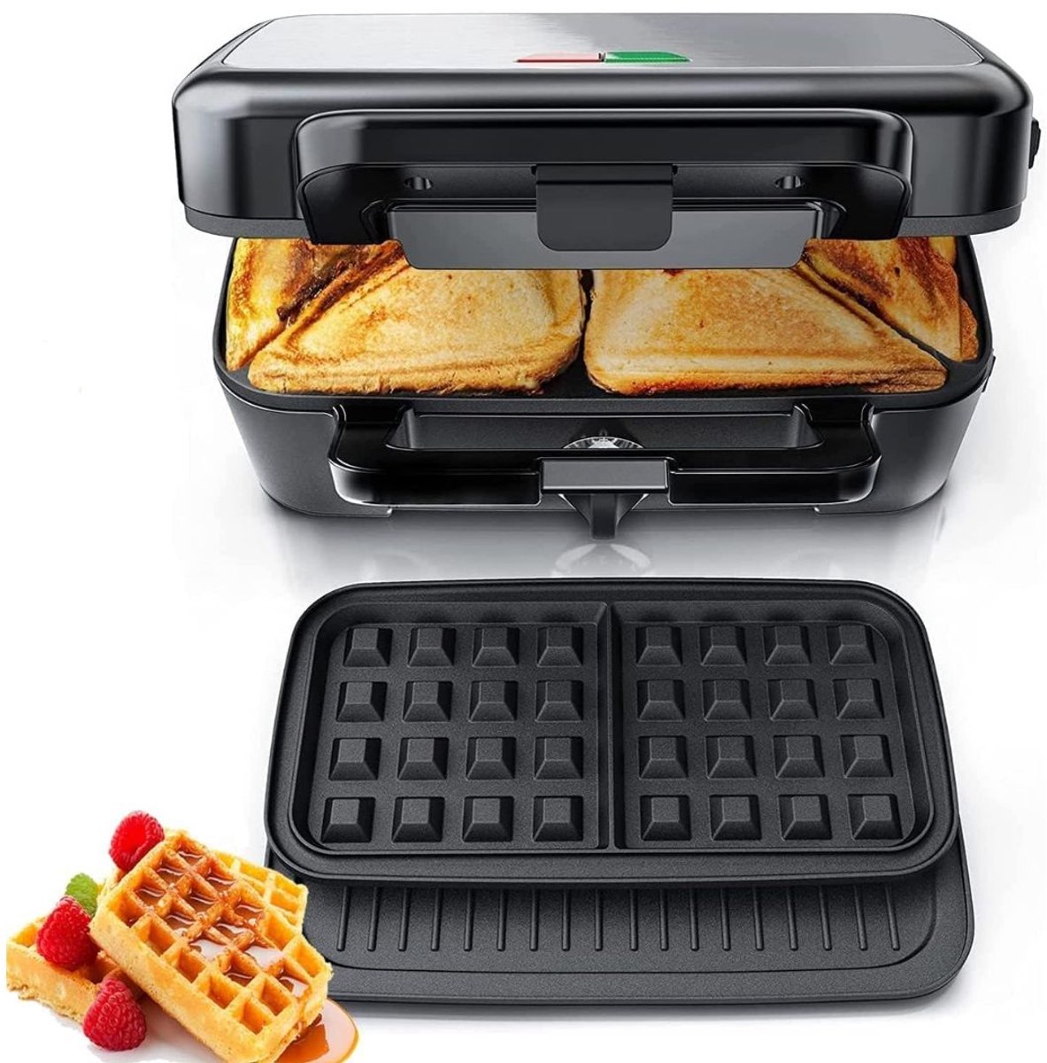 SVN® Wafelijzer met verwisselbare platen - Wafelijzer - Zwart - 29cm x 23cm x 12cm