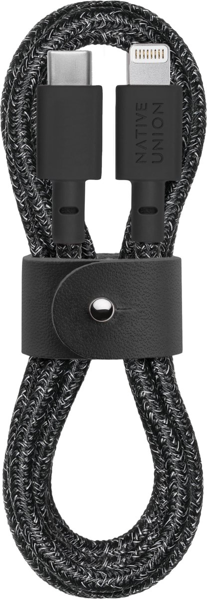 Native Union Belt Cable - Zwart - USB-C naar Lighting - 1.2M - 60W