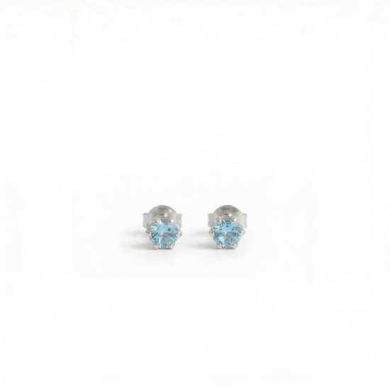 Oorknopjes Geboortesteen December Blauw Topaas Zilver | cadeau dames