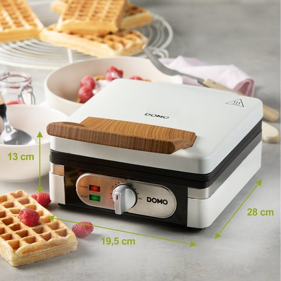 DOMO DO9274W Wafelijzer - XL wafels 4x7 - Belgische Wafels - PFAS-vrij - 1400W - Powder White van Domo — afbeelding 4