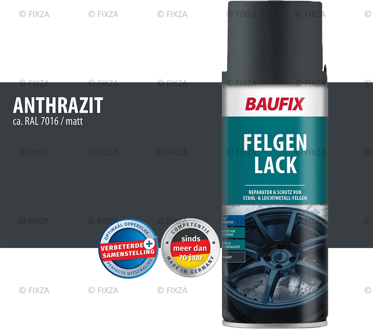 BAUFIX Velgenlak Mat Antracietgrijs 400 ml – Velgen Spuitbus Verf voor Auto Velgen – Velgen Opknappen & Herstellen – Voor Aluminium, Staal en Kunststof Wieldoppen