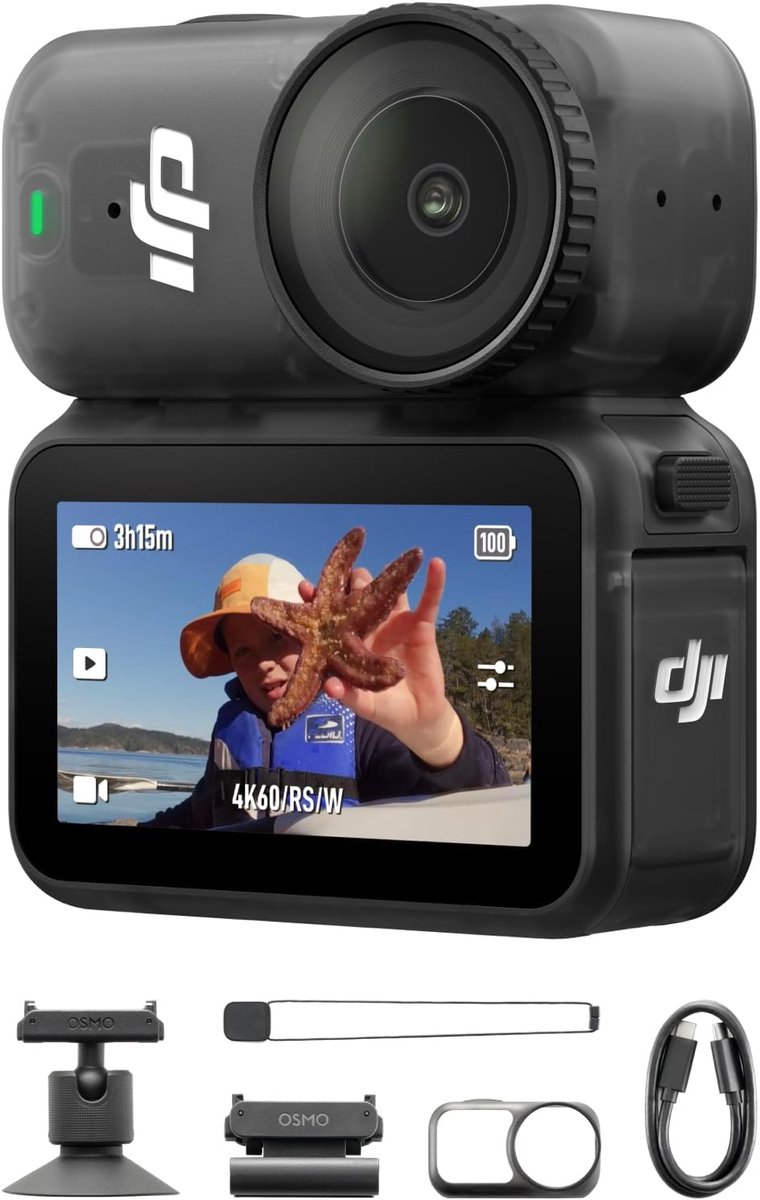 Kleine 4K Camera - Vlogcamera Actiecamera - Sport en Vloggen - Magnetisch Snel Wisselen - 5.92 x 6.91 cm