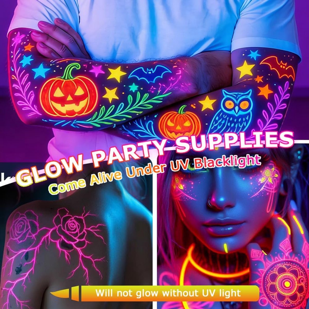 UV Schminkstiften Set - 18 Kleuren - Neon Face & Body Paint Markers - Blacklight Reactief - Waterbasis & Afwasbaar - Festival & Carnaval — afbeelding 6