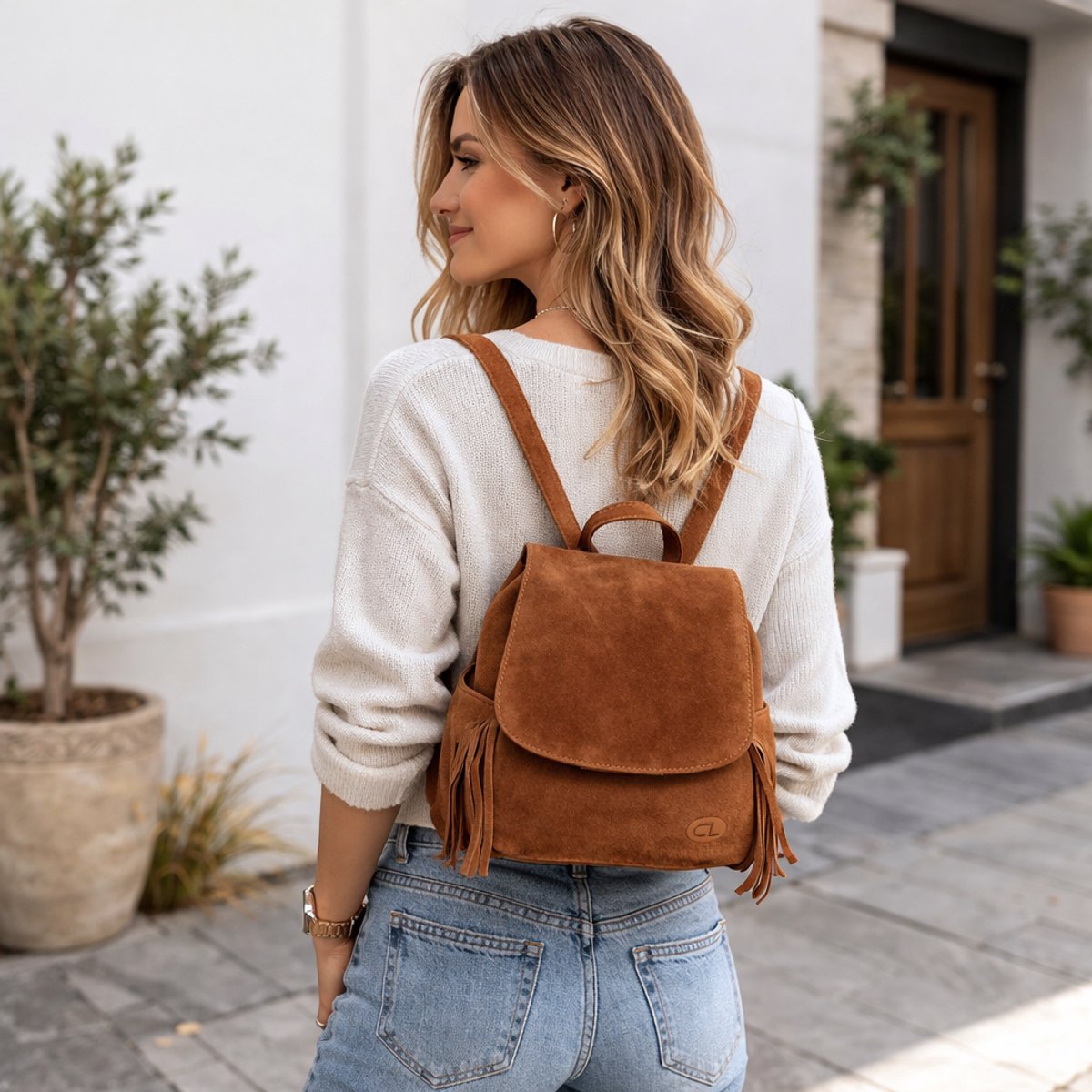 STILORD Camilla Elegante Rugzak Handtas Leer Dames Kleine City Rugzak Vrouwen Vintage Leren Rugzak Dames Dagrugzak Retro Suede Schoudertas Dames