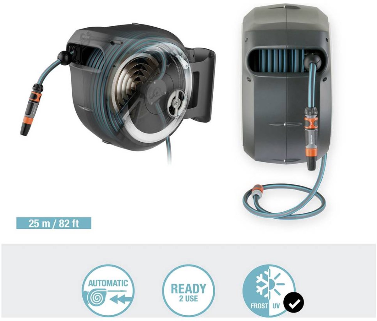 Gardena Wandslangenbox RollUp M/L Wit - 25 meter - Ø 13 mm