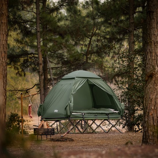 Bergson Tent - Veldbed - 4-in-1 Set - 2-Persoons - Luchtbed - Slaapzak - Waterdicht 1000 mm - Tot 300 kg - Grijs van Merkloos — afbeelding 5