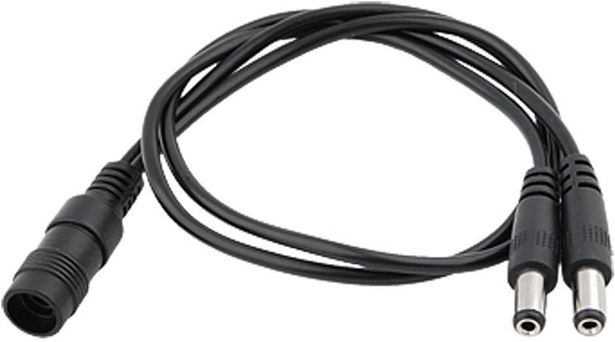 DC Power Kabel - Splitter Adapter - Camera Beveiliging - 1 naar 2 Uitgangen - 5.5 x 2.1mm - Zwart