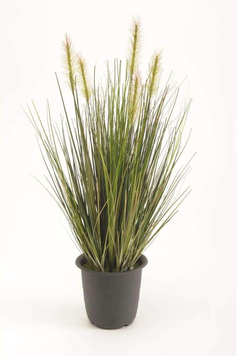Kunstgras in pot - Decoratief gras - Binnen decoratie - Directe sfeer - 45cm hoogte - Groen
