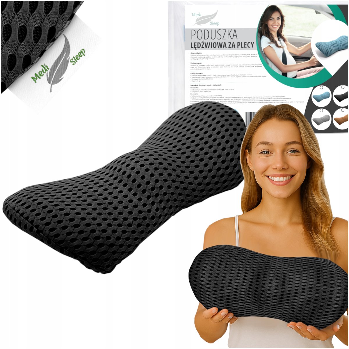 Medi Sleep - Lendenkussen - Memory Foam - Zwart - Ergonomisch