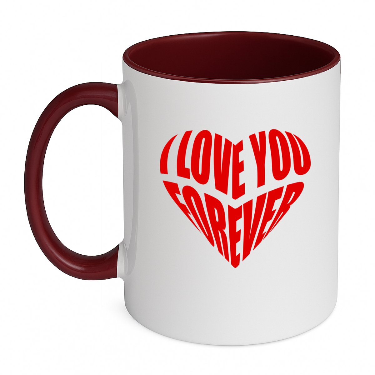 Hacebo® - I love you forever koffiebeker bordeaux - Liefde - valentijn - thee mok - koffie beker - valentijn cadeautje voor haar - valentijn cadeautje voor hem - Geschenk - Cadeau - Gift - koffiemok - 350 ML inhoud